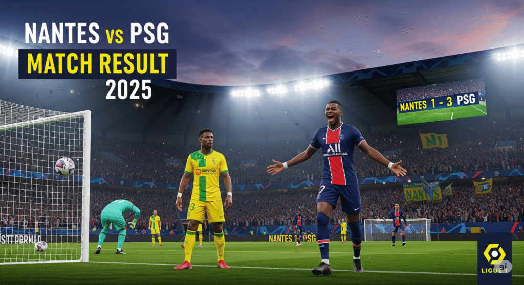 Nantes vs PSG match result 2025 goal celebration